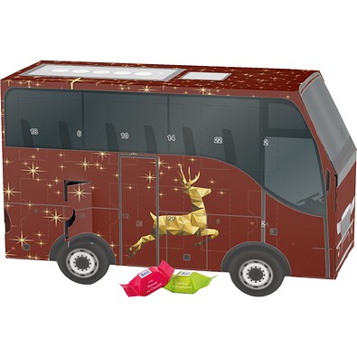 Adventskalender Bus, Ritter SPORT Schokowürfel, Rentier, Gold
