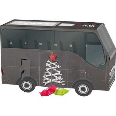 Adventskalender Bus, Ritter SPORT Schokowürfel, Schraubenschlüssel-Tanne