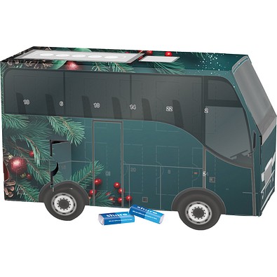 Adventskalender Bus, share Schokotäfelchen, Edle Tannenzweige