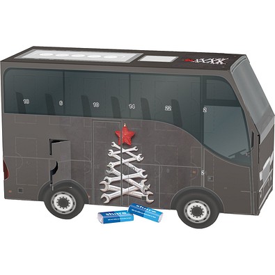 Adventskalender Bus, share Schokotäfelchen, Schraubenschlüssel-Tanne