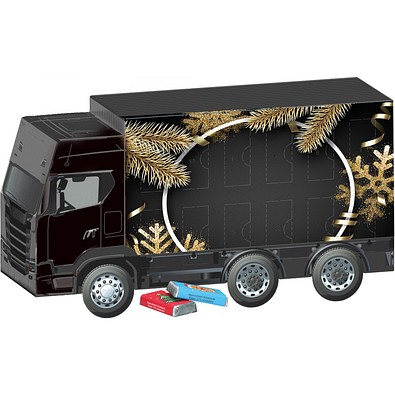 Adventskalender LKW,  Alpenmilch-Schokotäfelchen, Edle Weihnacht
