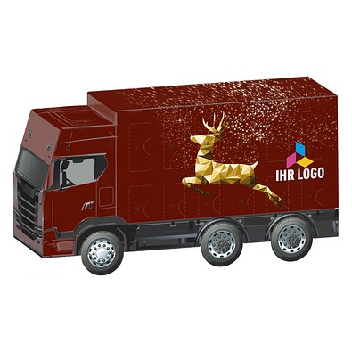 Adventskalender LKW, Lindt Schokotäfelchen, Rentier, Gold