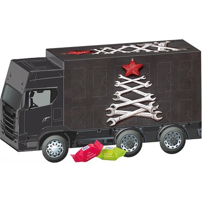 Adventskalender LKW, Ritter SPORT Schokowürfel, Schraubenschlüssel-Tanne