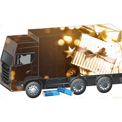 Adventskalender LKW, share Schokotäfelchen, Gold-Paket