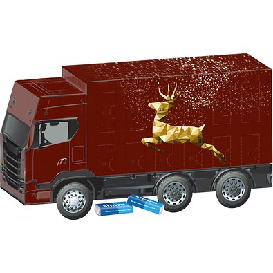 Adventskalender LKW, share Schokotäfelchen, Rentier, Gold