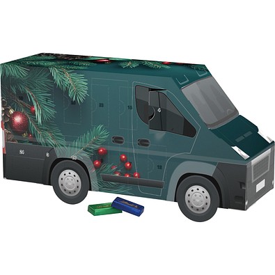 Adventskalender Transporter, Lindt Schokotäfelchen, Edle Tannenzweige