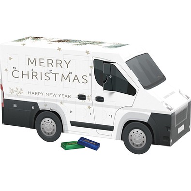 Adventskalender Transporter, Lindt Schokotäfelchen, Tannenzweige