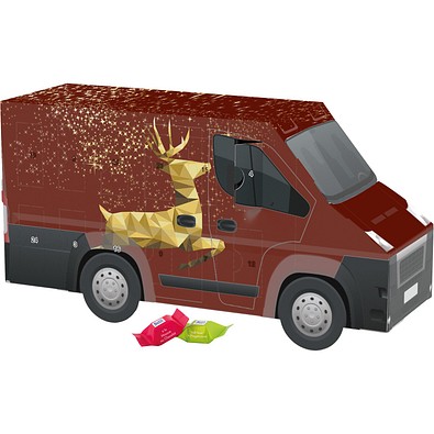Adventskalender Transporter, Ritter SPORT Schokowürfel, Rentier, Gold