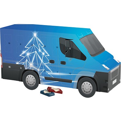 Adventskalender Transporter, Sarotti Schokotäfelchen, LED Tanne