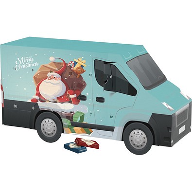 Adventskalender Transporter, Sarotti Schokotäfelchen, Weihnachtsmann im Kamin