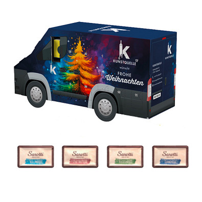 Adventskalender Transporter, Sarotti Schokotäfelchen, inkl. Druck