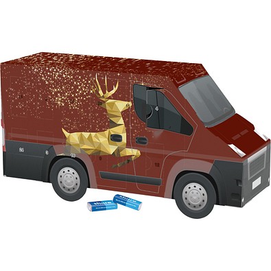 Adventskalender Transporter, share Schokotäfelchen, Rentier, Gold