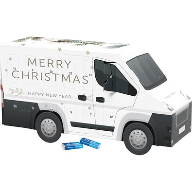Adventskalender Transporter, share Schokotäfelchen, Tannenzweige