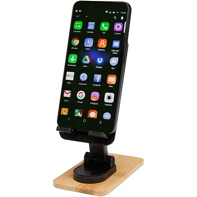 Alfirk Klappbare Smartphonehalterung  aus recyceltem Kunststoff mit Bambusdetails, schwarz