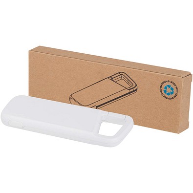 Alkes 12 W 5.000 mAh wasserfeste Powerbank aus recyceltem Kunststoff mit Karabinerhaken, weiss