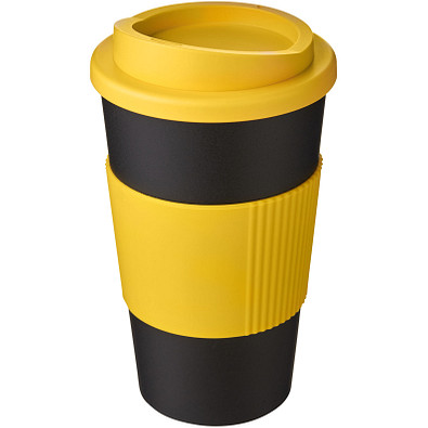 Americano Isolierbecher mit Schutzring, 350 ml, schwarz,gelb