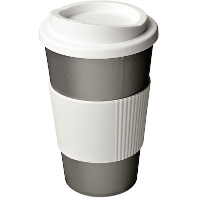 Americano Isolierbecher mit Schutzring, 350 ml, silber,weiss