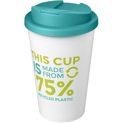 Americano® Eco 350 ml recycelter Becher mit auslaufsicherem Deckel, aquablau