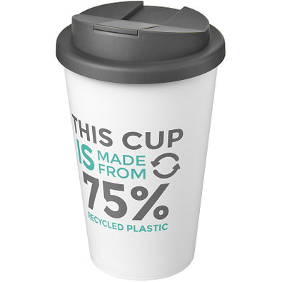 Americano® Eco 350 ml recycelter Becher mit auslaufsicherem Deckel, grau