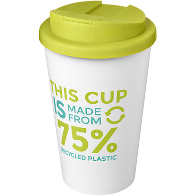 Americano® Eco 350 ml recycelter Becher mit auslaufsicherem Deckel, limone