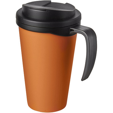 Americano® Grande 350 ml Isolierbecher mit auslaufsicherem Schraubverschluss, orange / schwarz