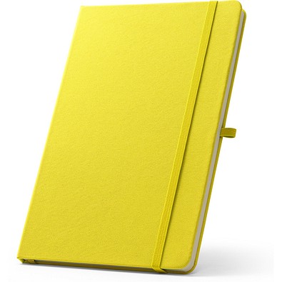 ANNE. A5 Notizbuch aus recyceltem Polyester (100% rPET) mit linierten Seiten, Gelb