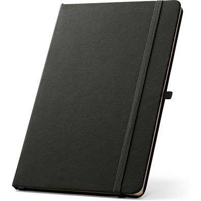 ANNE. A5 Notizbuch aus recyceltem Polyester (100% rPET) mit linierten Seiten, Schwarz