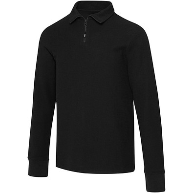 Apollo 245 g/m² Langarm Poloshirt Unisex mit Reißverschluss, schwarz, XS