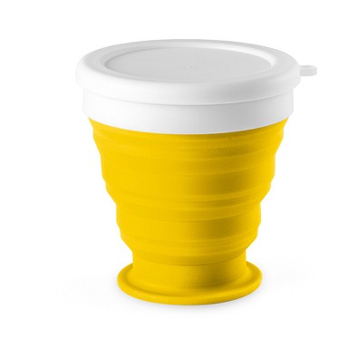 ASTRADA. faltbarer Reisebecher aus Silikon und PP 250 ml, Gelb