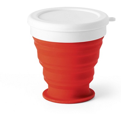 ASTRADA. faltbarer Reisebecher aus Silikon und PP 250 ml, Rot