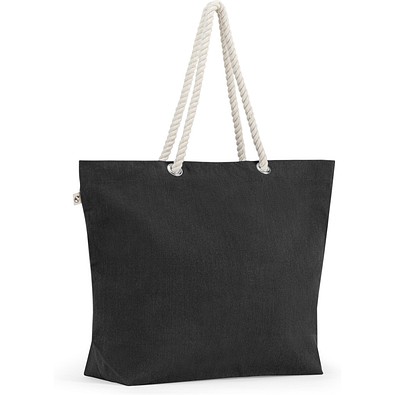 ATHENS. Strandtasche aus recycelter Baumwolle (70 %) und recyceltem Polyester (30 %) (220 g/m²), Schwarz