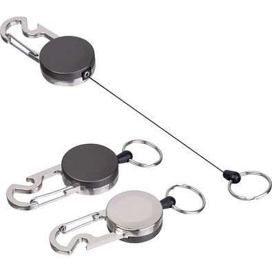 Ausziehbarer Schlüsselanhänger mit Karabiner aus Metall PEGGY, schwarz