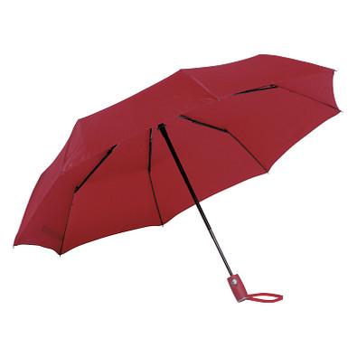 Automatik Windproof Taschenschirm mit farbigem Griff, Dunkelrot