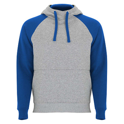 Badet zweifarbiger Kapuzenpullover für Kinder, heather grau / royalblau, 3/4