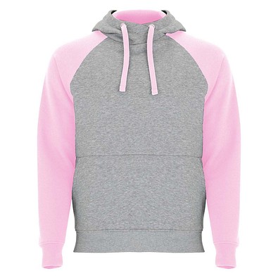 Badet zweifarbiger Kapuzenpullover für Kinder, heather grau / hellrosa, 3/4