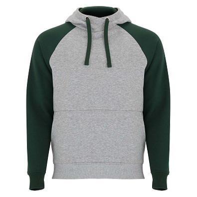 Badet zweifarbiger Kapuzenpullover für Kinder, heather grau / dunkelgrün, 3/4
