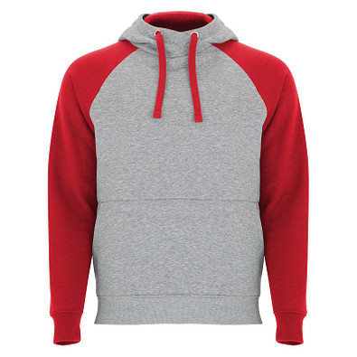 Badet zweifarbiger Kapuzenpullover für Kinder, heather grau / rot, 3/4