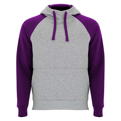 Badet zweifarbiger Kapuzenpullover für Kinder, heather grau / lila, 3/4
