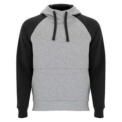 Badet zweifarbiger Kapuzenpullover für Kinder, heather grau / schwarz, 7/8