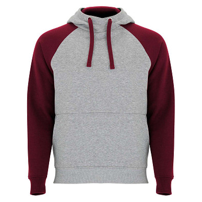 Badet zweifarbiger Kapuzenpullover für Kinder, heather grau / Garnet, 7/8