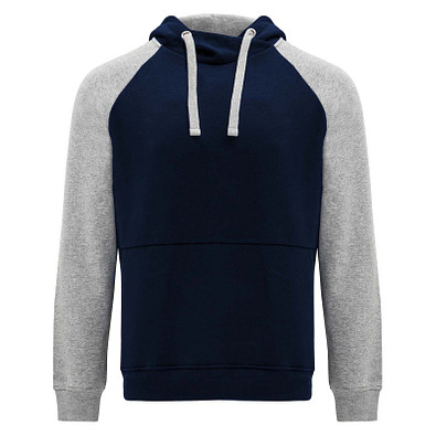 Badet zweifarbiger Kapuzenpullover für Kinder, Navy Blue / heather grau, 3/4