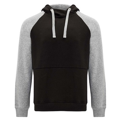 Badet zweifarbiger Kapuzenpullover für Kinder, schwarz / heather grau, 3/4