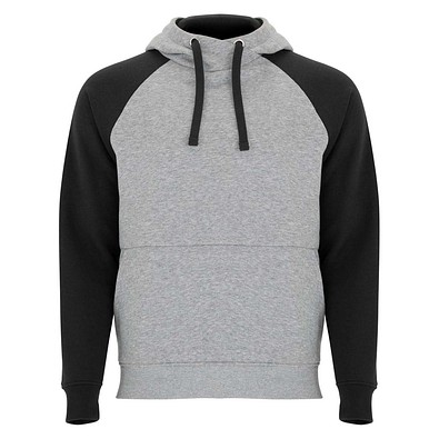 Badet zweifarbiger Kapuzenpullover Unisex, heather grau / schwarz, 2XL