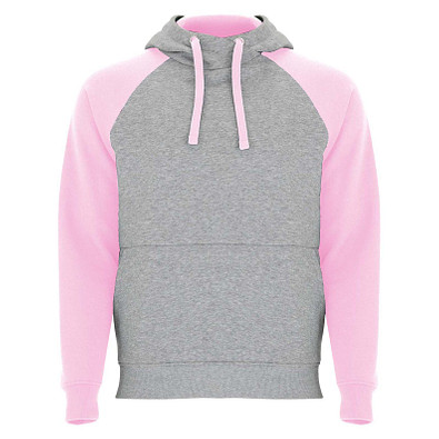 Badet zweifarbiger Kapuzenpullover Unisex, heather grau / hellrosa, 2XL