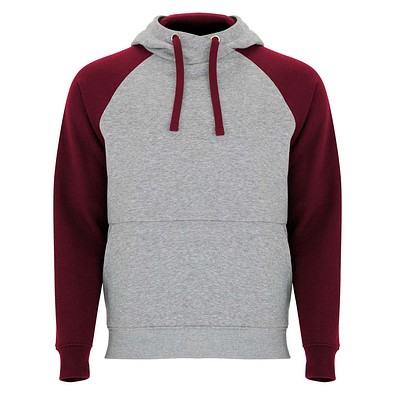 Badet zweifarbiger Kapuzenpullover Unisex, heather grau / Garnet, 2XL