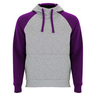 Badet zweifarbiger Kapuzenpullover Unisex, heather grau / lila, 3XL