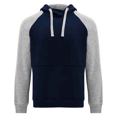 Badet zweifarbiger Kapuzenpullover Unisex, Navy Blue / heather grau, 2XL