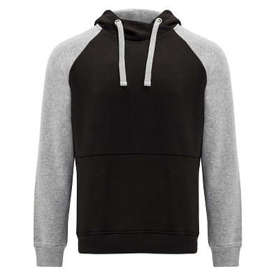 Badet zweifarbiger Kapuzenpullover Unisex, schwarz / heather grau, 2XL