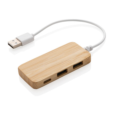Bambus-Hub mit Type-C, braun