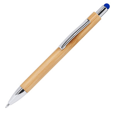 Touch-Kugelschreiber Pampa aus Bambus, blaue Mine, blau